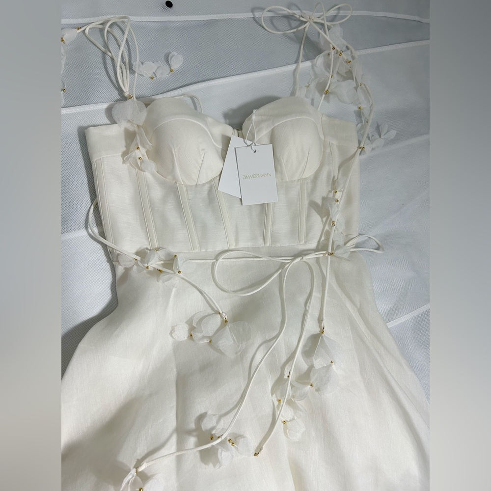 Zimmermann White Spaghetti-Strap A-Line Wedding Dress - Picture 13 of 16